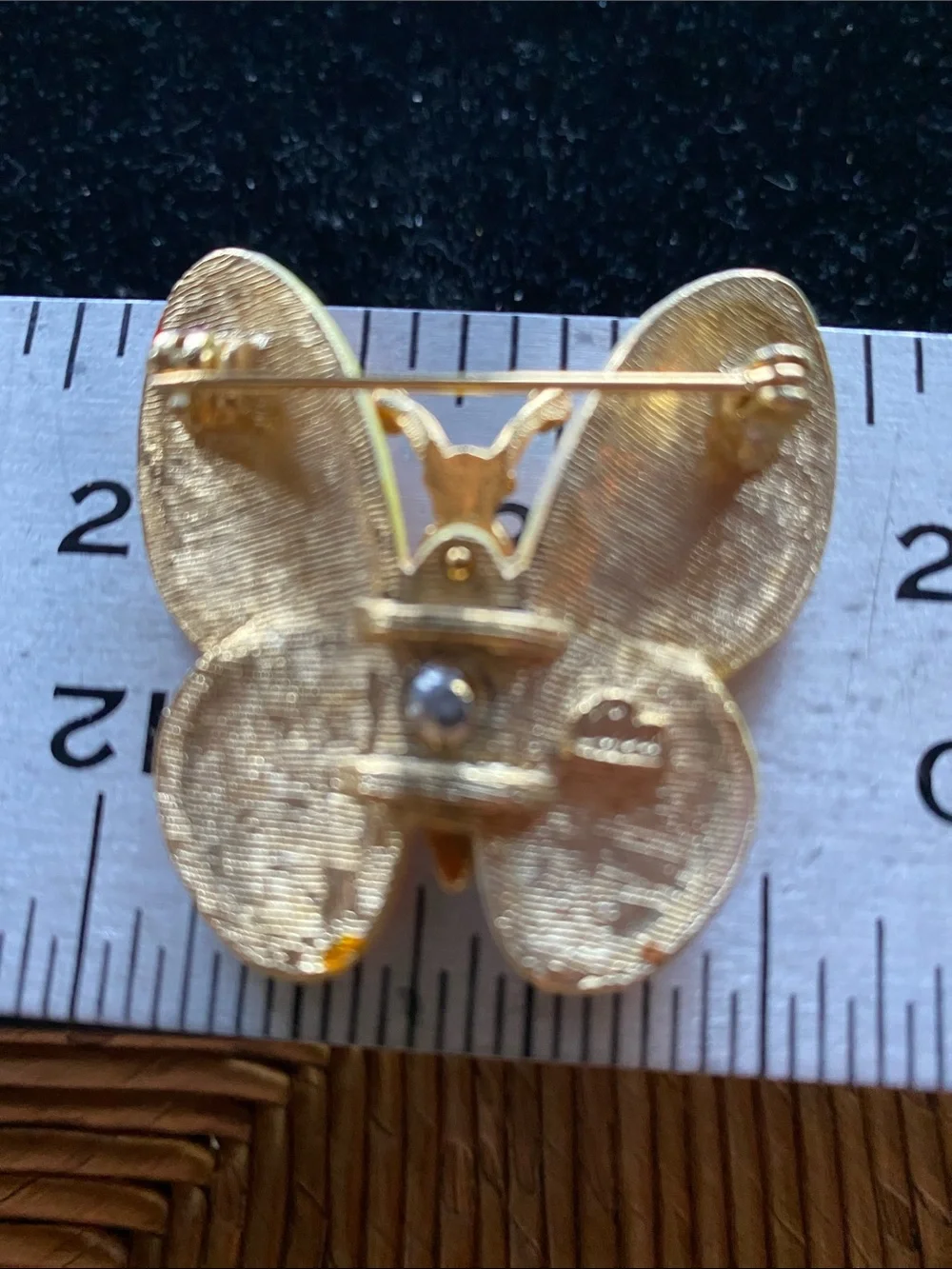 Yellow Enamel Butterfly Brooch with Orange Trim